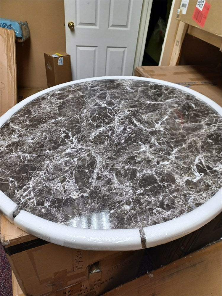 Priyas Home Goods 42"  Round Table Top Gray Marble Laminate