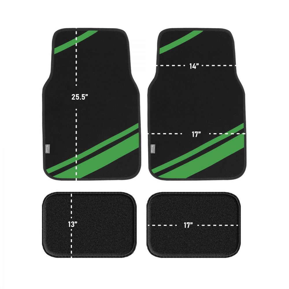 Carpet Liners Car Floor Mats With Faux Leather Stripes – Full Set