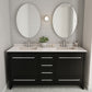 6-Drawer 4-Door Vanity, Black With Artificial Stone Top in White, Double Basins