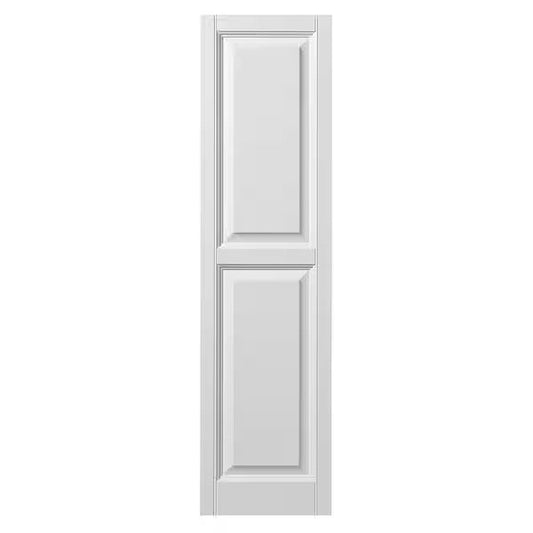 Raised Panel Polypropylene Shutters Pair in White, 14.56 in. x 58.81 in.