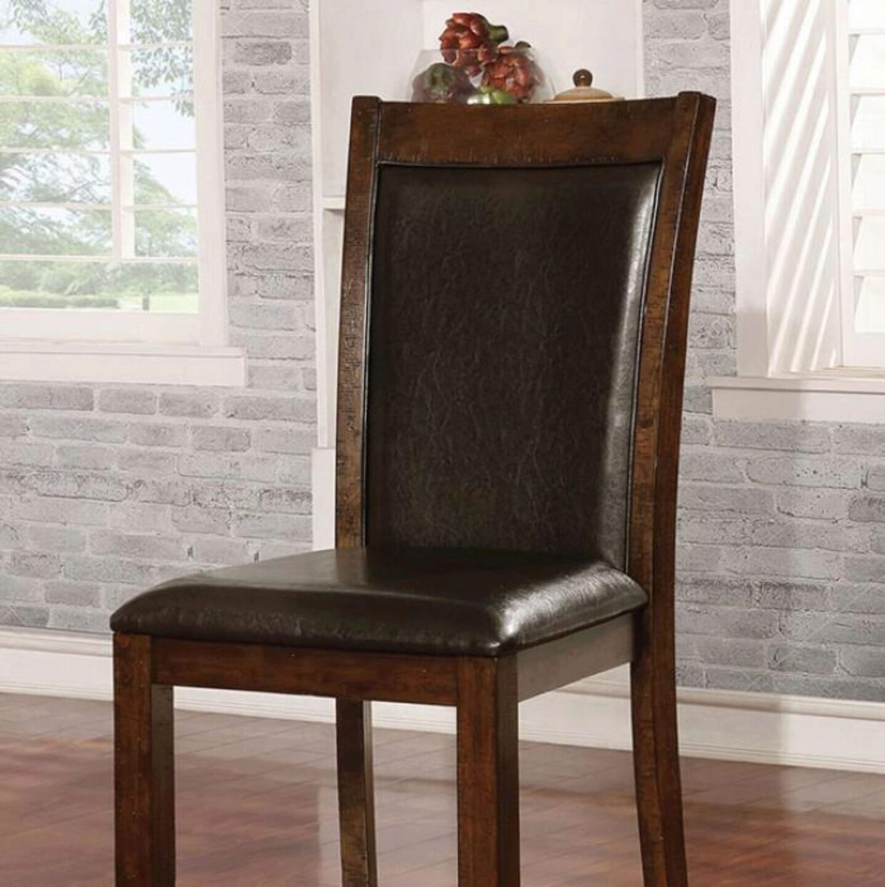 Maegan II Brown Cherry Transitional Style Side Chair Set of 2
