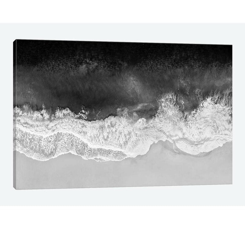 Waves In Black, Gray And White by Maggie Olsen - Graphic Art on Canvas