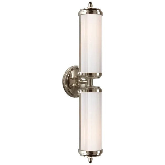 Lichfield Double Sconce by Ralph Lauren Polished Nickel & White Glass