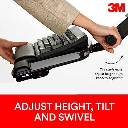 3M Easy Adjust Keyboard Tray AKT90LE, with Standard Keyboard and Mouse Platform