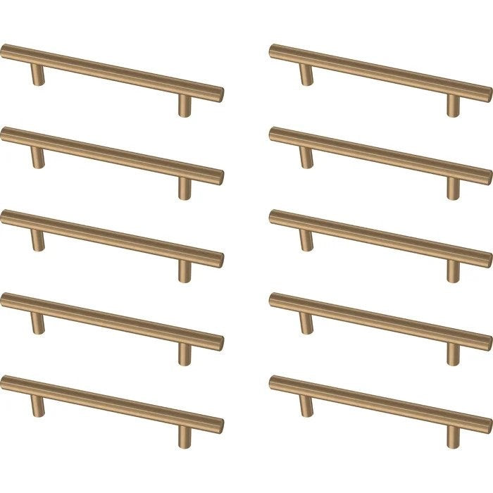 5 in. Brass Gold Solid Square Slim Cabinet Bar Pull (10-Pack)