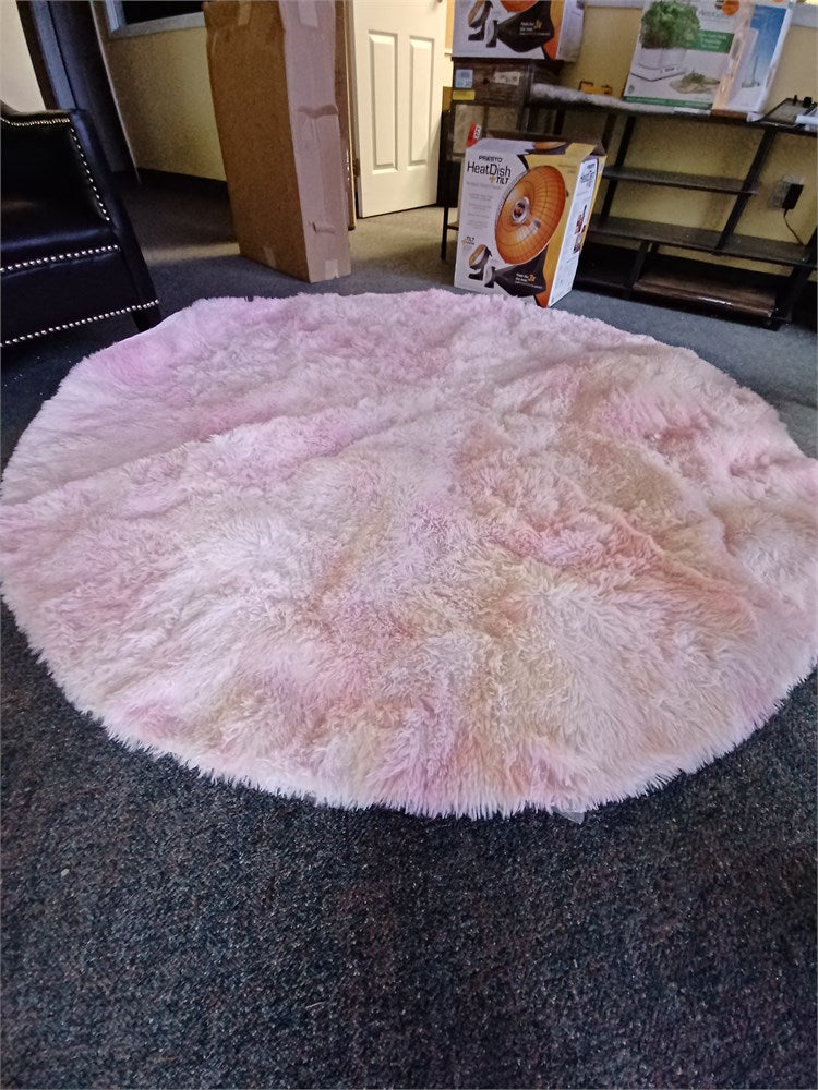Fluffy Soft Area Rug for Kids, 6ft round, Pink