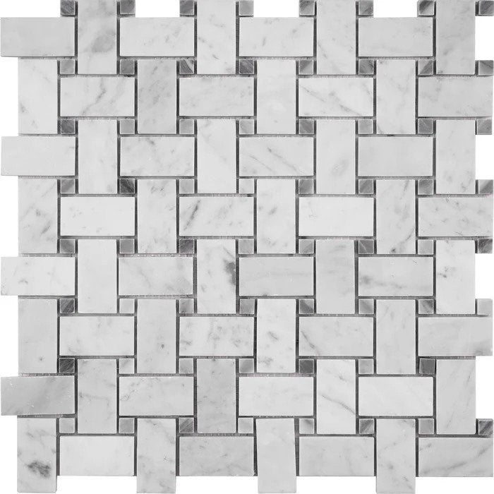 1" x 2" Marble Basketweave Mosaic Wall & Floor Tile (Set of 5)
