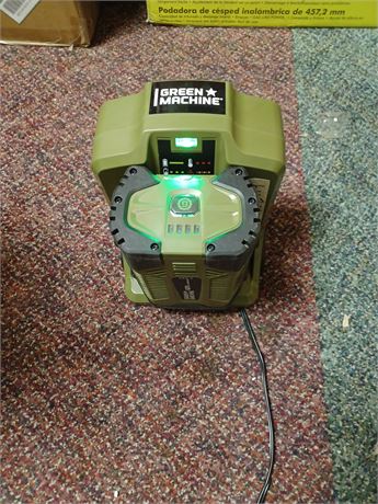 Green Machine 62V Rapid Charger and 4 Ah Battery, with cooling fan