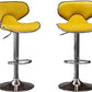 Roundhill Furniture Massacio Velvet Yellow Adjustable Swivel Barstool, Set of 2
