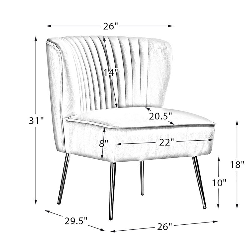 Euclid 26" Tufted Velvet Accent Chair, 1 set