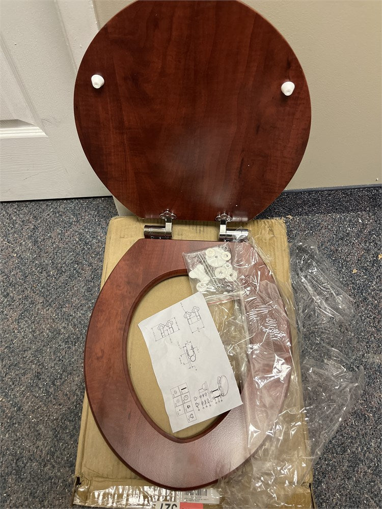 Jfieei Elongated Toilet Seat With Lid Quick Release Hinges Reddish Brown