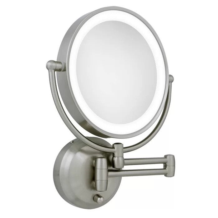 Akbota LED Lighted with Motion Sensor Wall Mirror, Nickel 14.25'' H X 10.25'' W X 2.75'' D