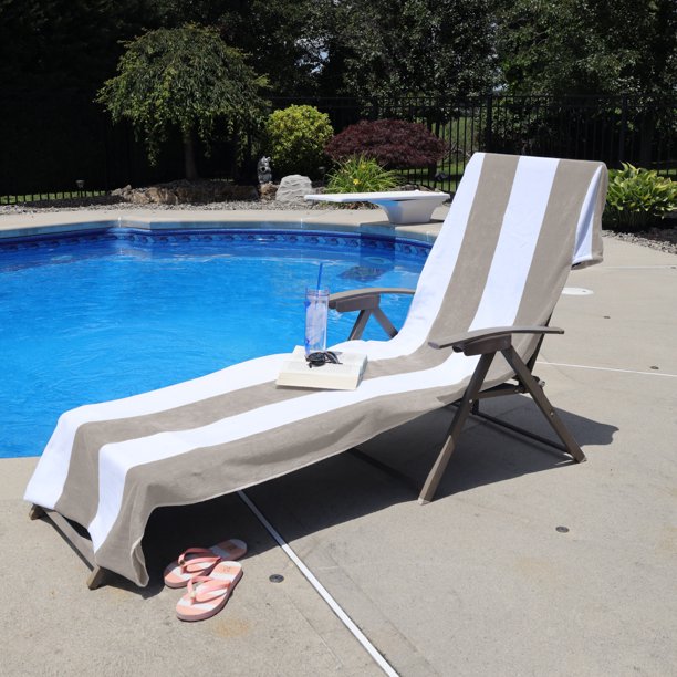 Lounge Chair Cover - Taupe, 32" wide x 102" long. Also serves as a Beach Towel.