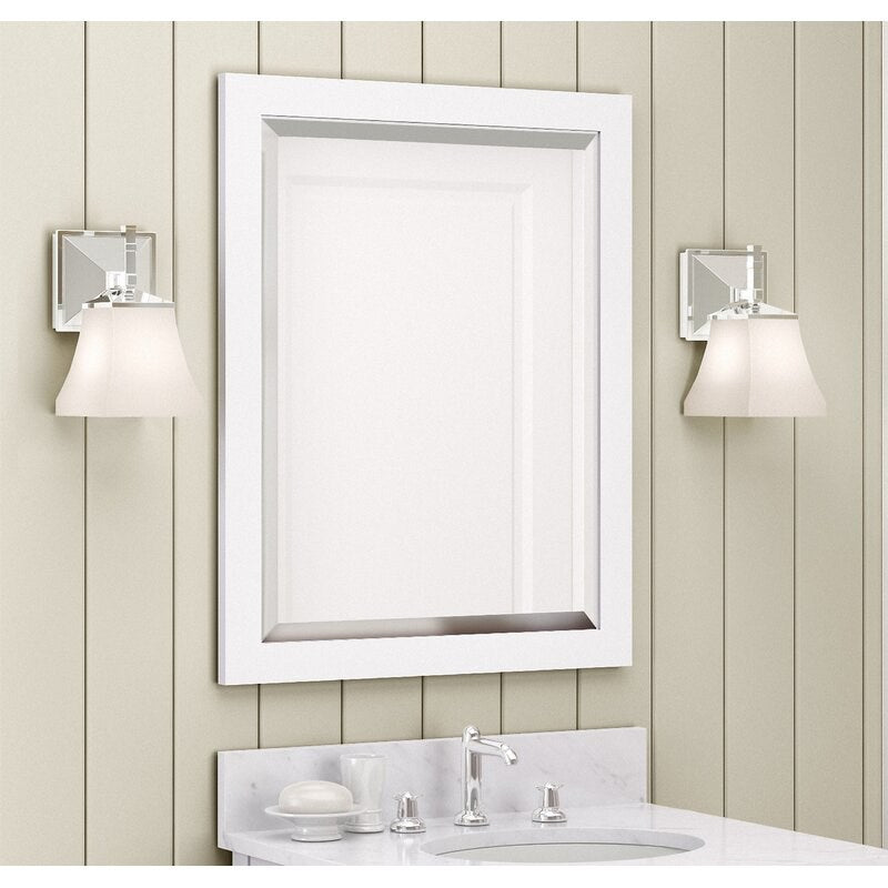 White Afanasie Rectangle Wood Wall Mirror 30 in. x 24 in.