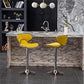 Roundhill Furniture Massacio Velvet Yellow Adjustable Swivel Barstool, Set of 2