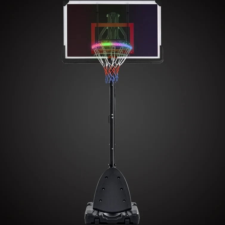 7.5ft. to 10ft. Height Adjustable Basketball System with LED Hoop Lights