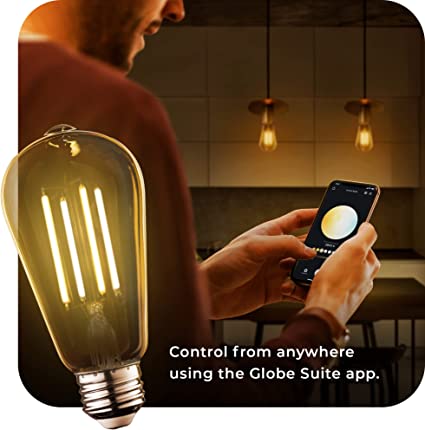 Globe Electric Edison ST19 Smart Wi-Fi LED Light Bulb, 500 Lumens, Tunable White, 60W