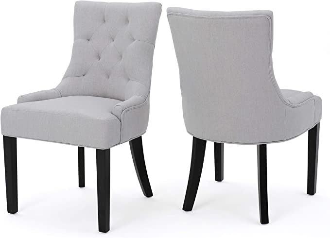 Noble House Hayden Light Grey Fabric Dining Chairs (Set of 2)
