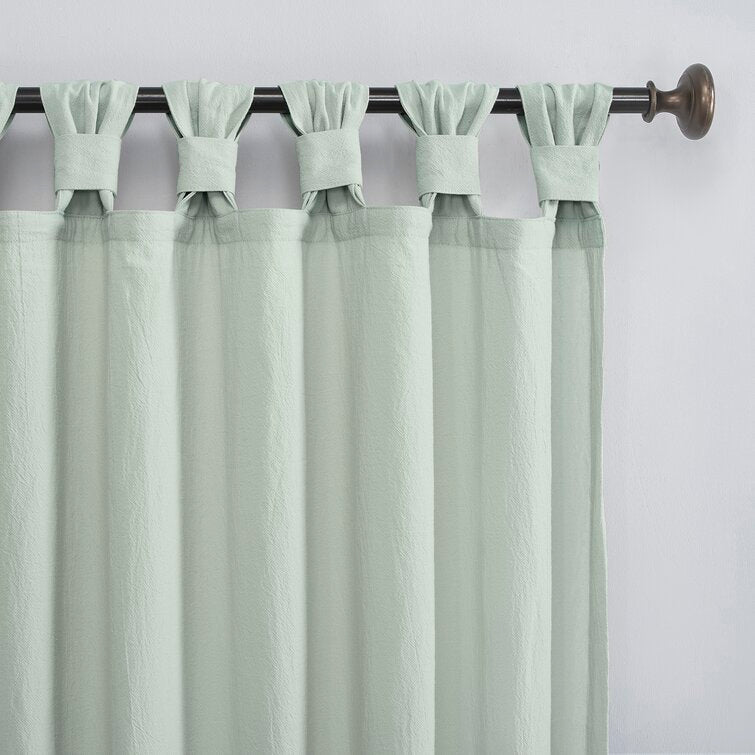 Cotton Blend Solid Color Sheer Tab Top Curtain Panels 52'' W X 84'' H