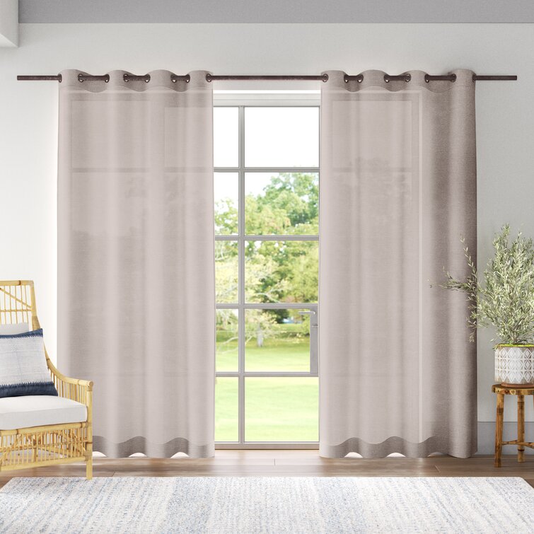 Breanna Polyester Semi-Sheer Curtain Pair (Set of 2) 54" W x 120" L