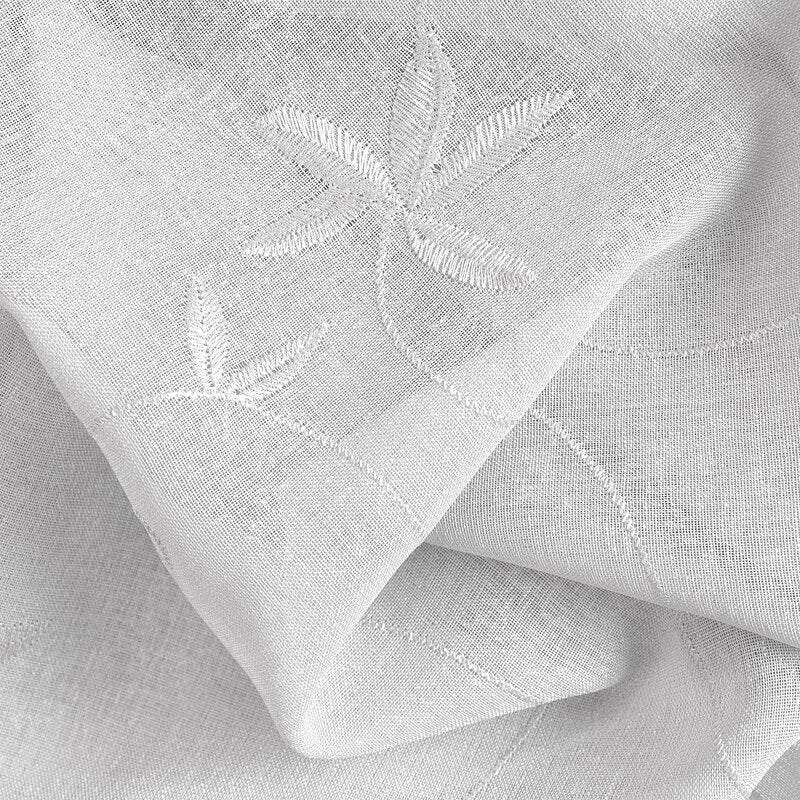 Elland Embroidered Floral Semi-Sheer Rod Pocket Single Curtains 52" W X 84" L