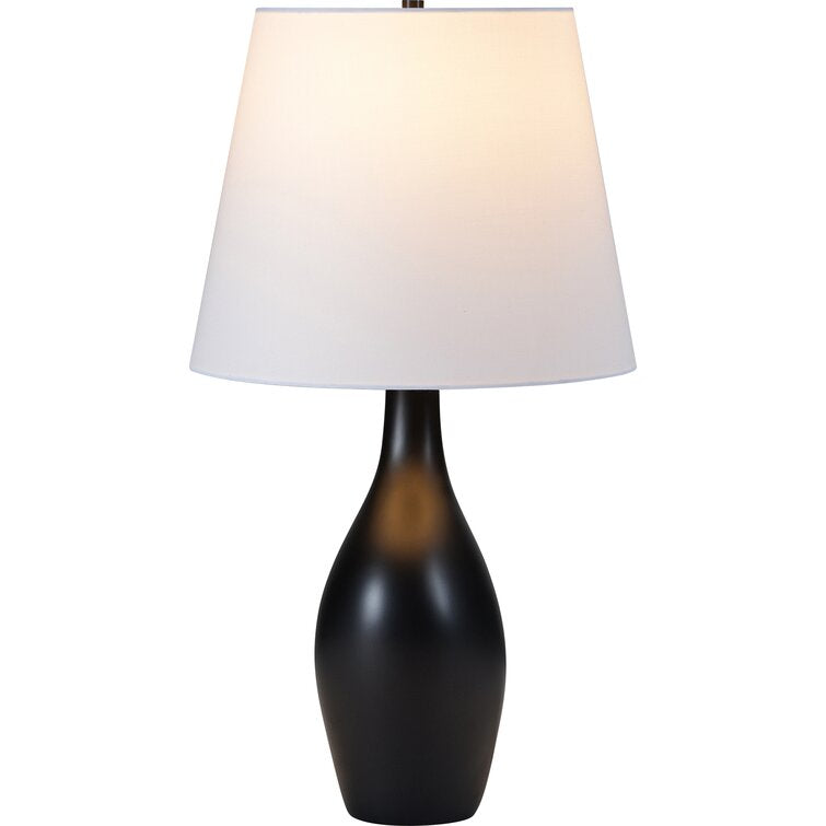 Huhne 23" Matte black Table Lamp with Off White Shade