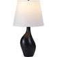 Huhne 23" Matte black Table Lamp with Off White Shade
