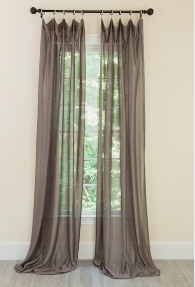 MANOR LUXE 52-in X 84-in Dark Gray Polyester Semi-sheer Rod Pocket Single Curtain Panel
