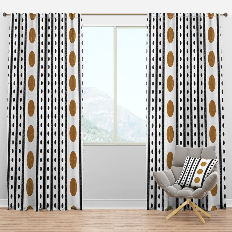 Mid-Century Minimal VII Striped Semi-Sheer Thermal Rod Pocket Single Curtain Panel