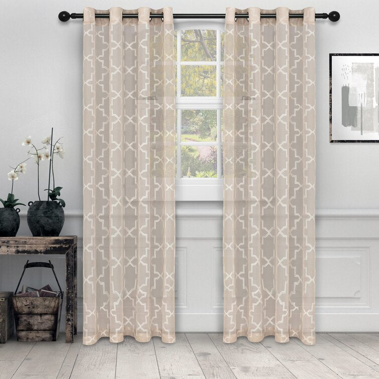 Steinbeck Polyester Semi-Sheer Curtain Pair (Set of 2) 52'' W X 108'' H