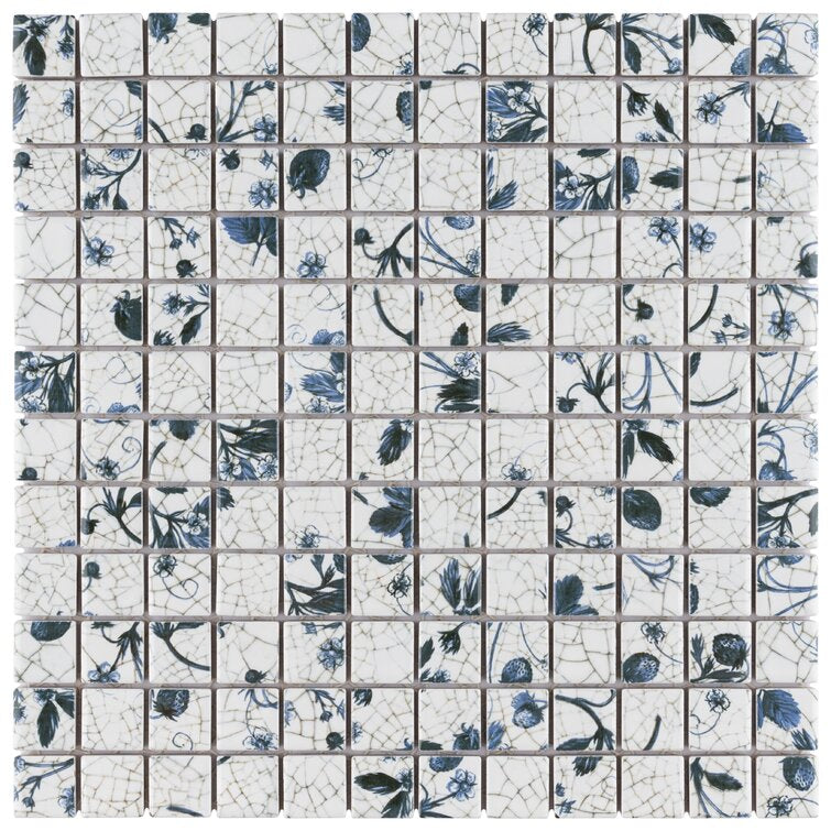 Strawberry Fields 0.9" x 0.9" Porcelain Grid Mosaic Wall/ Floor Tile