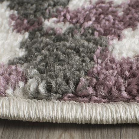 Makeba Floral Area Rug in Ivory/Gray/Purple 3 ft. x 5 ft.