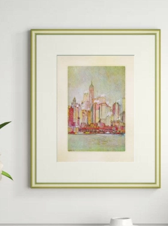 Midtown Harbor - Picture Framed Painting On Glass, 22'' H X 18'' W