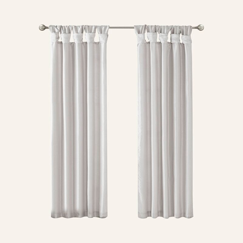 Rivau Solid Silver Twist Tab Top Semi-Sheer Single Curtain Panel 50" W X 95" L