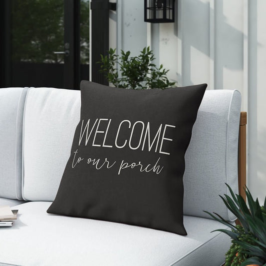 Gatwick Welcome to Our Porch Thin Indoor/Outdoor Throw Pillow, (set of 2) Dimensions: 16" X 16"