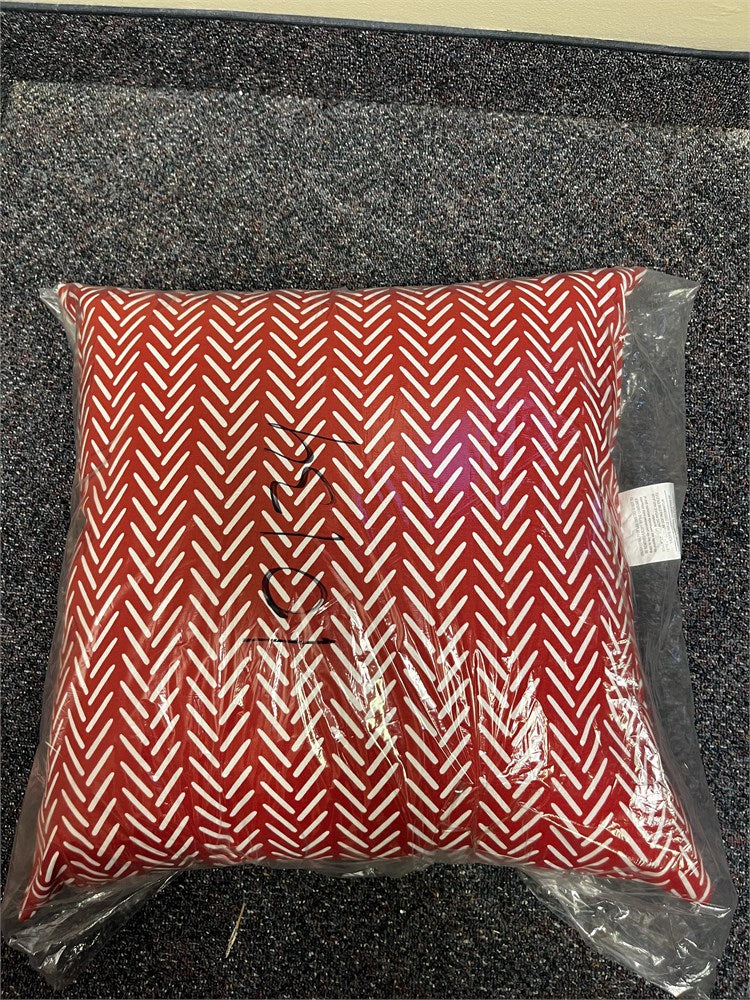 Red Chevron Pattern 22" x 22" square Throwpillow/Outdoor Cushion (1 set)